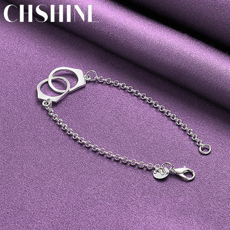 CHSHINE Fine 925 Sterling Silver Handcuffs Bracelet For Women Lovers Wedding Fashion Charm Jewelry