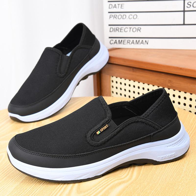 Cloth Shoes Men's Breathable Walking Shoes Soft Sole One Pedal Lazy Casual Shoes