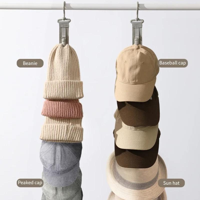 Wardrobe Hat Rack Hanging Rope Hat Storage Clips Hat Organizer Display for Baseball Caps Hat Hanger for Closet Door and Bedroom