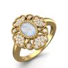 6X4 MM Oval Natural Moonstone Designer Flower 925 Sterling Silver Gold Vermeil Women Wedding Ring