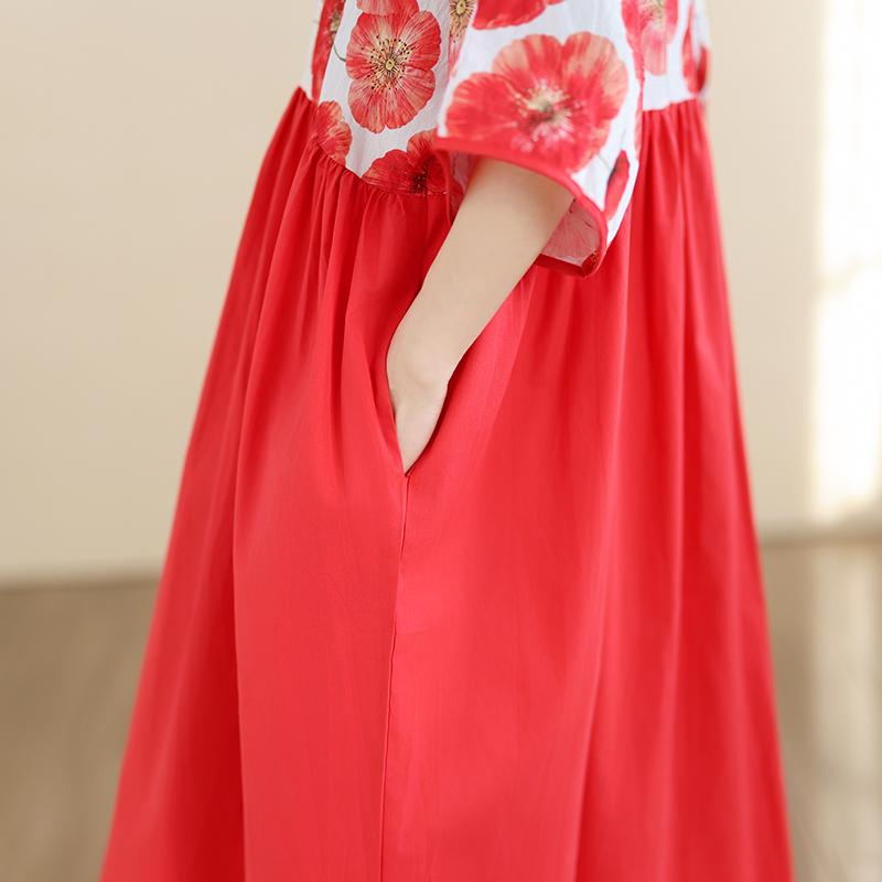 DIMANAF New 2026 Women Plus Size Summer Casual Floral Long Dress Cotton Loose Oversize Maxi Beach Sundress Elegant Vintage Lady Print