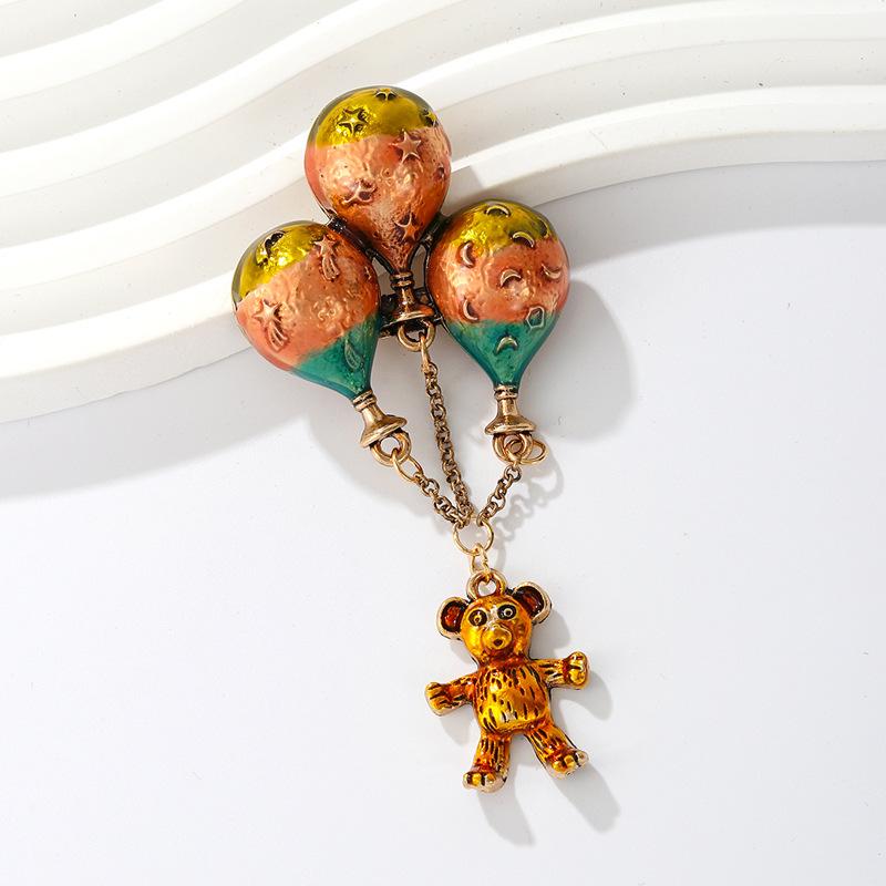 

Воздушный шар Медведь Кисточка Женский Высококачественный Ретро Аксессуары Брошь 4*9CM