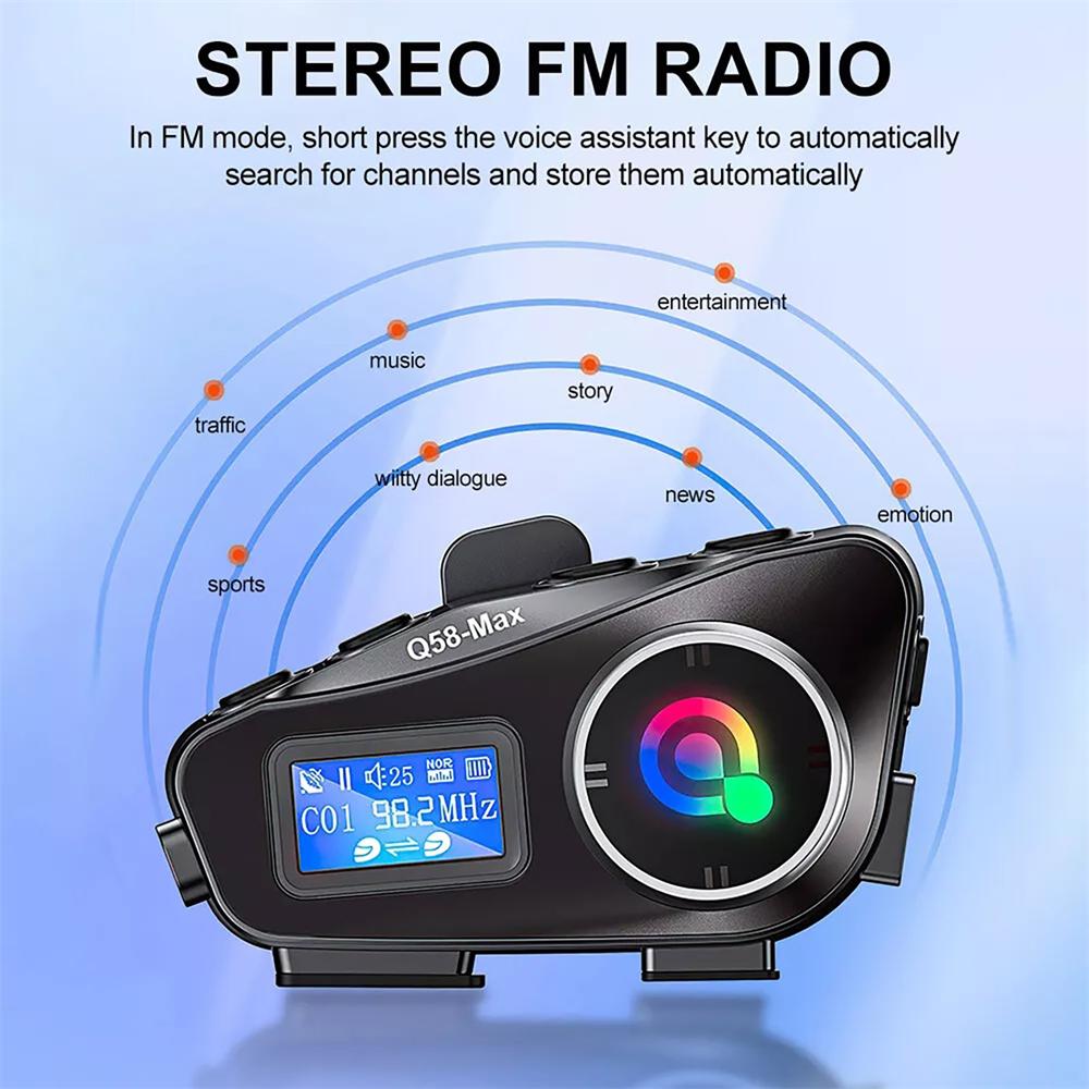 Car Bluetooth Headset Motorcycle Intercom Helmet LCD Waterproof maximum 32G