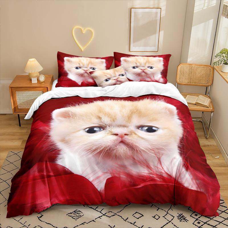 

Комплект постельного белья из трех предметов с 3D цифровой печатью «Кошачья серия» Простыня Пододеяльник 90 * 200 two-piece set