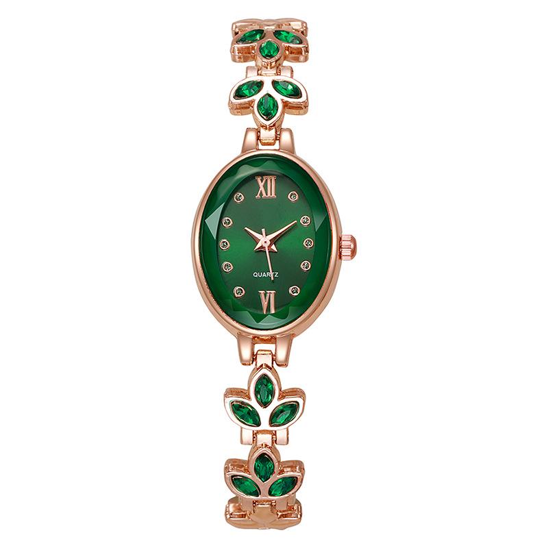 Luxury Rhinestone Women's Wristwatch with Round Dial and Colored Diamond Bracelet.