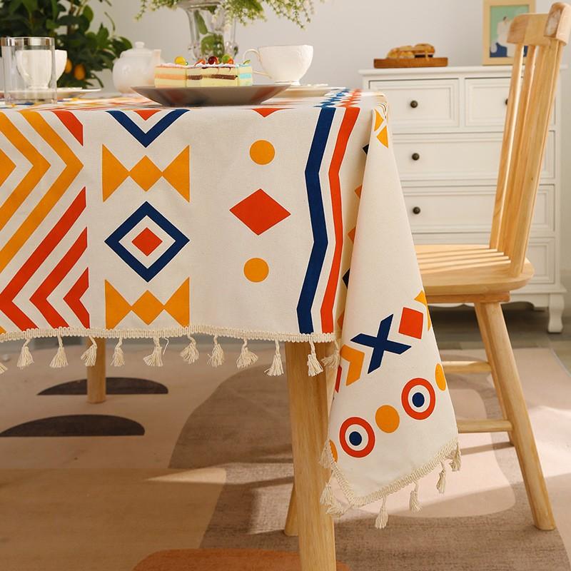 

Geometric cotton linen texture tablecloth suitable for living room, coffee table, dining table fabric 100x150cm жёлтый