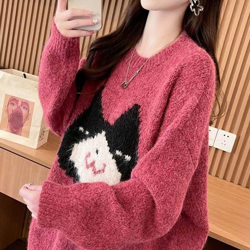 Pullover für Damen Herbst Winter Verdickter Pullover Warm Gestrickt Dehnbar Langarm Oversize Jumper Oberteile