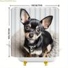 1pc Chihuahua Puppy Shower Curtain - Adorable Small Dog Portrait with Expressive Eyes, Soft Beige & White Polyester Fabric, 70