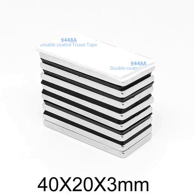 2/5/10/15/20 pezzi 40x20x3 mm Magnete di ricerca a blocchi con adesivo 3M 40*20*3 Magnete al neodimio forte quadrato 40x20x3