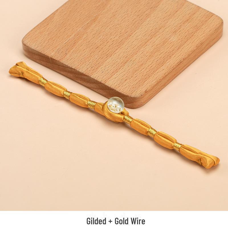 Hengmeihe Ręcznie Robiony Koralikowy Guzik Cheongsam ze Złotej Folii z Wykończeniem Złotą Nicią