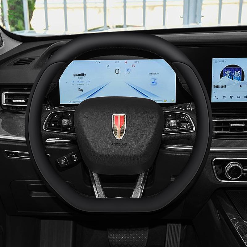 Anti-Slip Genuine Leather Steering Wheel Cover for Hongqi Models: H9, 23 H5, Classic, H6, HS5, HS7, HQ9.