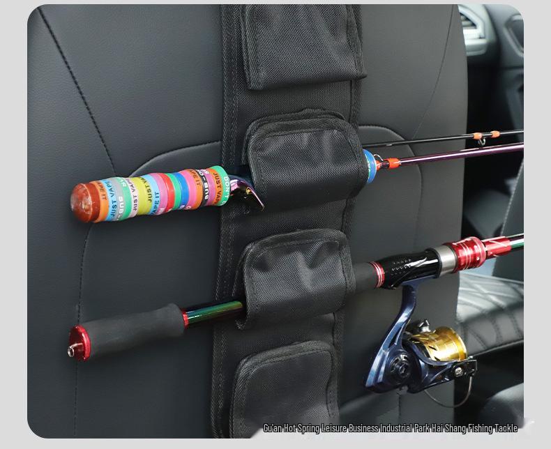 Car Rear Seat Fishing Rod Rack: Adjustable Magic Tape Straps for Storage and Fixing