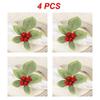 Christmas Napkin Rings Red Flower Towel Buckle Napkin Buckle Natural Jute Napkin Holder Wedding Party Christmas Table Decor