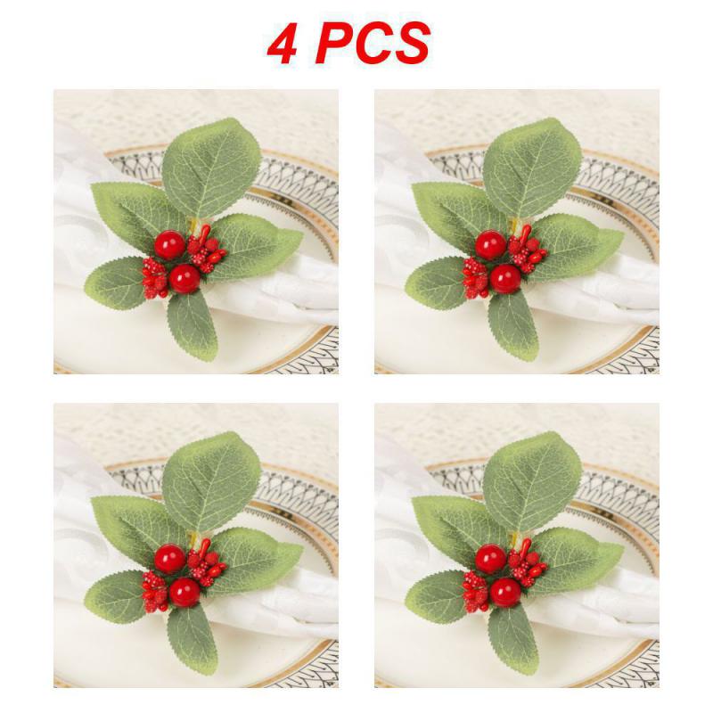 Christmas Napkin Rings Red Flower Towel Buckle Napkin Buckle Natural Jute Napkin Holder Wedding Party Christmas Table Decor