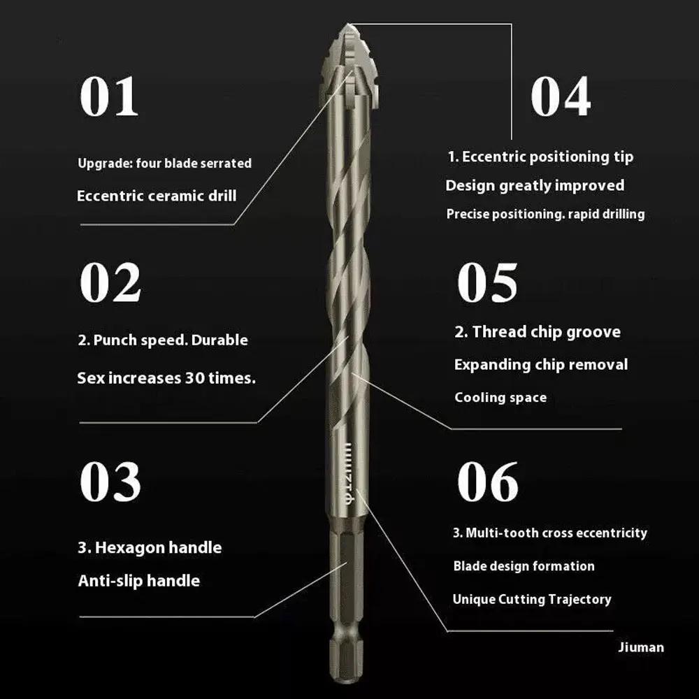 4-12mm Four-Flute Sawtooth Drill Bit Sawtooth Drilling Tools For Glass/Tile/Concrete/Metal Drill Bit Set Tools