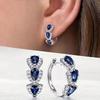 Luxury Trendy Blue Cubic Zirconia Hoop Earrings Wedding Party Elegant Accessories for Women Jewelry Gift
