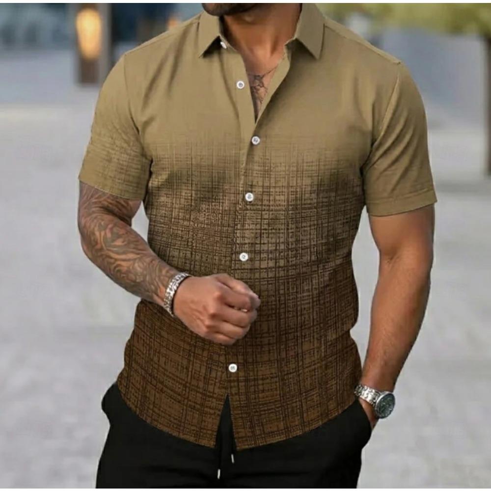Men's Simple Pattern  3D Print Shirt Button Up Shirt Casual Shirt Summer Shirt Short Sleeve Daily Vacation Clothing