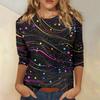 Women's Fashion Casual Seven-Point Sleeve Print Round Neck Top