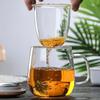Creative Glas Te Infuser Cup med transparent filterhandtag Bambu lock Värmebeständig Blomster Tekopp Office Te Mugg Dryckesgods