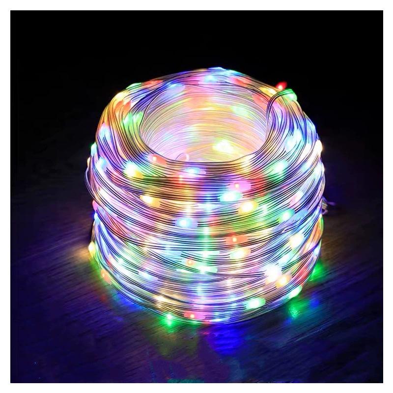LED Solar Starry Sky String Lights - Copper Wire, Outdoor, Low Voltage, Perfect for Festive Garden Decoration