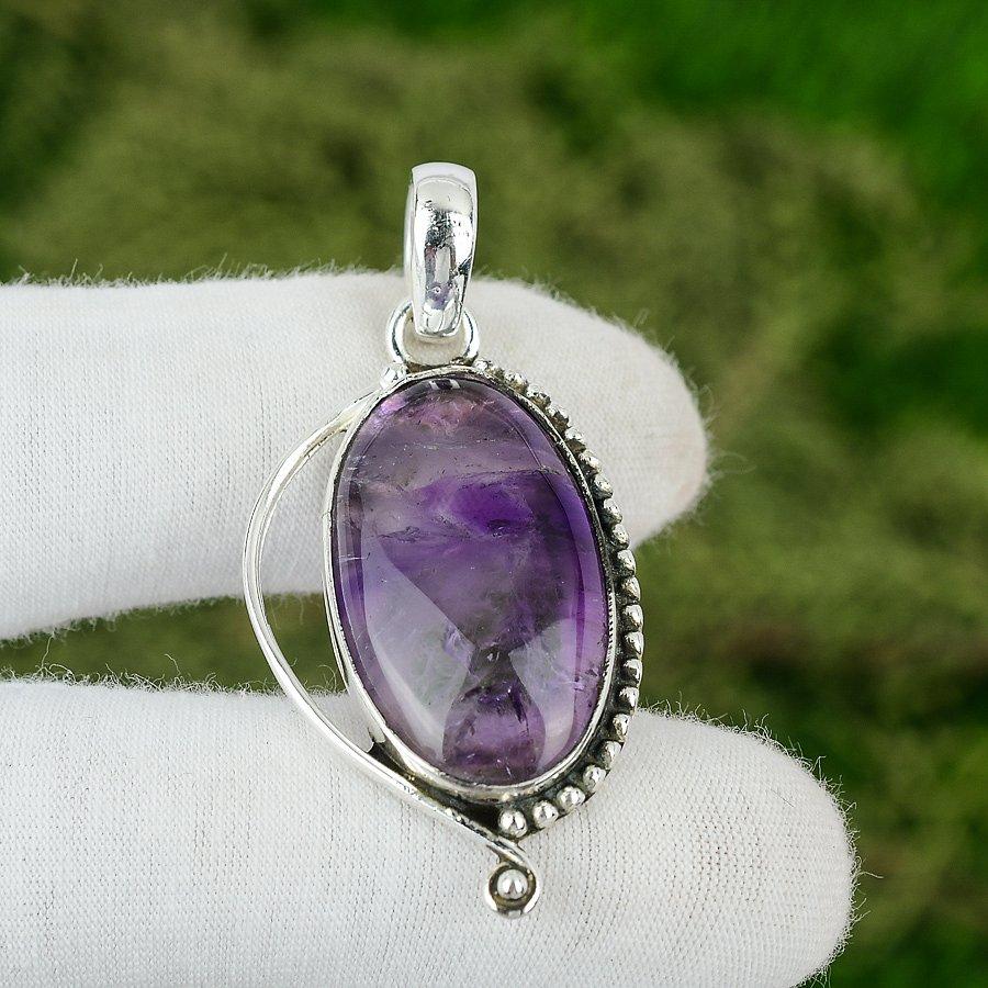 Star Amethyst Gemstone Ethnic Anniversary Pendant Jewelry 925 Sterling Silver