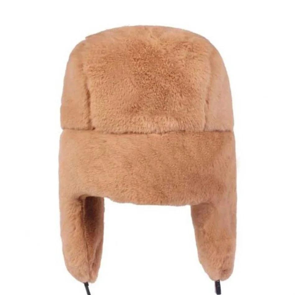 Fur Caps Women Hats Winter Hat Russian Female Thicker Warm Solid Soft Windproof Ear Flap Hat