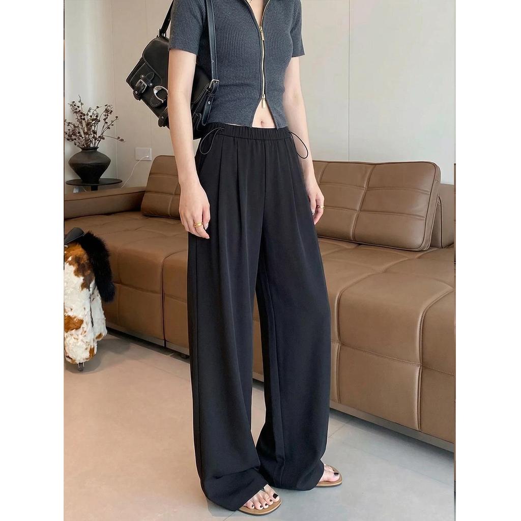 Summer 2026 Maternity Wide Leg Pants - Comfortable, Casual, Slimming, Floor-Length Drawstring Style.