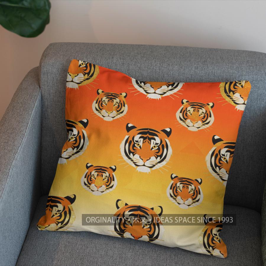 2D Tiger Pattern Pillow Cover For Bold Style Pattern Cushion Cover Suitable For Sofa Bedroom Car Pillow Cover