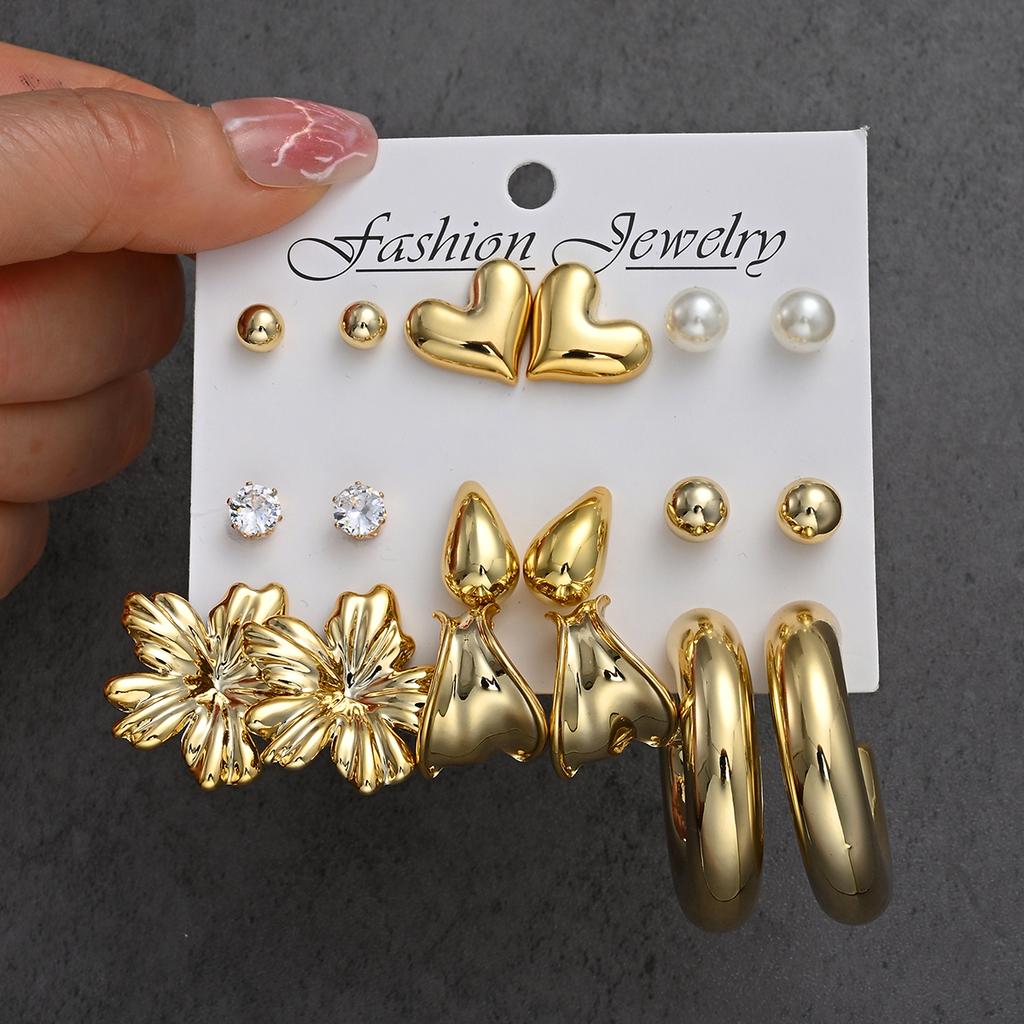 18pcs Minimalist Irregular Twist Heart  Earrings Set for Women Fashion Boho Zircon Studs Dating Vacation Daily Jewelry Gift