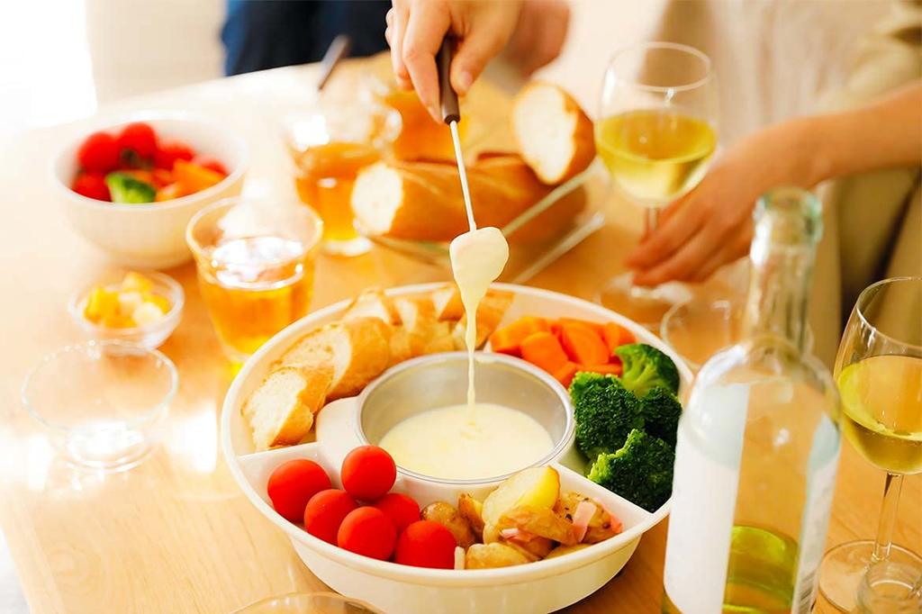 LITHON KDFD-002W Multi Fondue Fondue Pot - Detachable, Easy to Clean, Washable, with Tray, High Temperature Design, Includes Fondue Fork