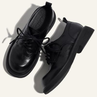 Fashion British Style Oxfords 2025 New Leather Round Toe Men's Shoes Casual Female Loafers Retro Comfortable Soft Mid Heels Women Shoes