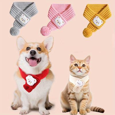 Winter Warm Puppy Dog Cat Scarf Christmas Cute Pet Accessories for Small Medium Dogs Poodle Yorkshire Scarves Mascotas Products