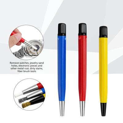 Bürstenstift zum Entfernen von Rost von Uhren aus Glasfaser/Messing/Stahl, Werkzeug zum Reinigen und Polieren von Kratzern, Reparaturwerkzeug zum Entfernen von Rost und Kratzern