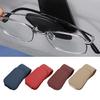 Car Sun Visor Glasses Mount Ticket Card Holder Magnetic Leather Hanger Clip