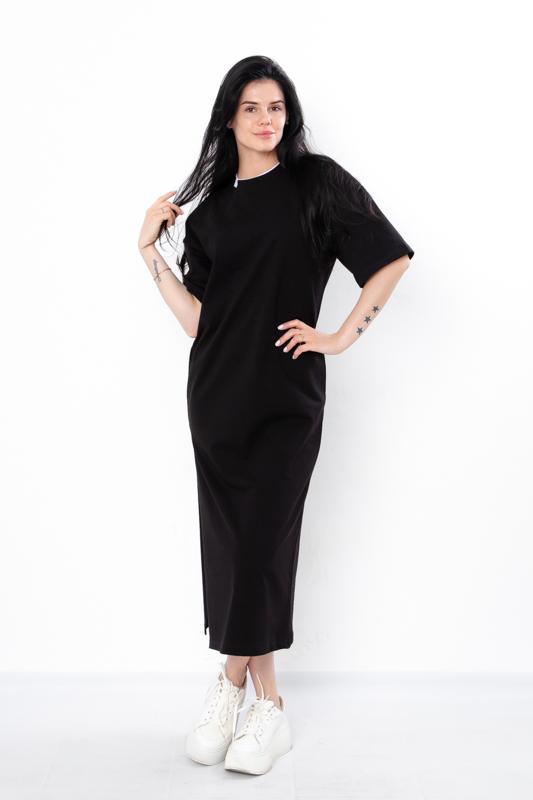 Women’s Everyday Maxi Dress – Comfortable Stretch Knit with Simple Sleeve & Front Prints, Summer, 3377-057-33 HC