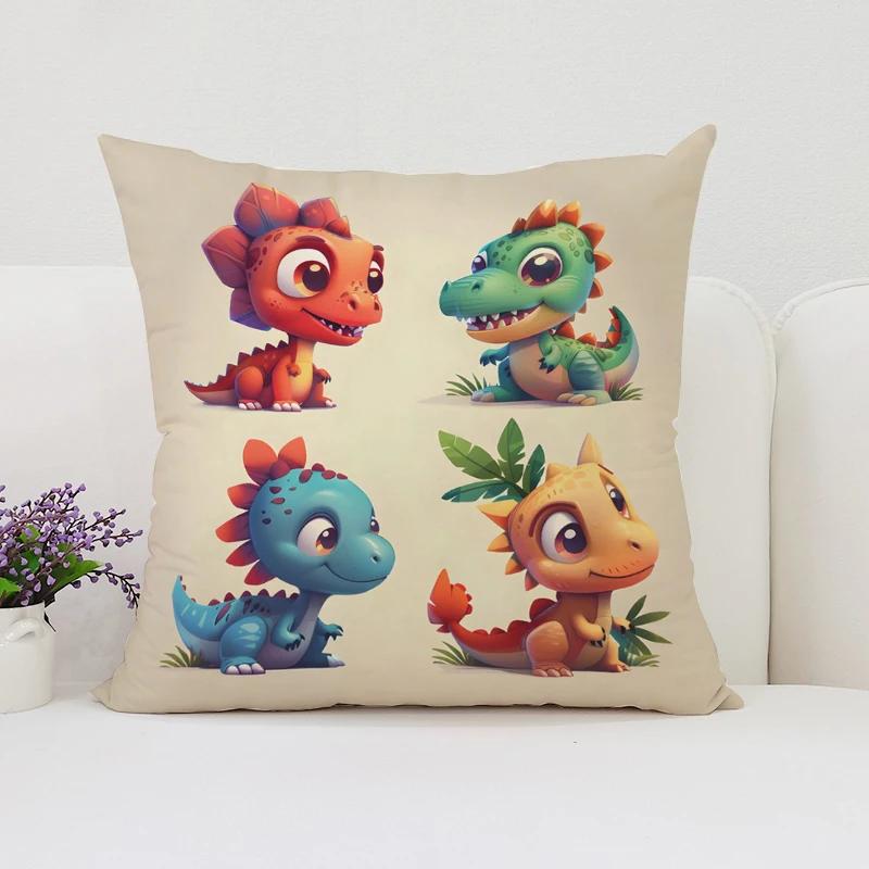 40x40 Cushion Cover Dinosaur Land Pillow Cover Sofa Decoration Children's Room Decorative Pillow Cover Kids Exquisite Gift