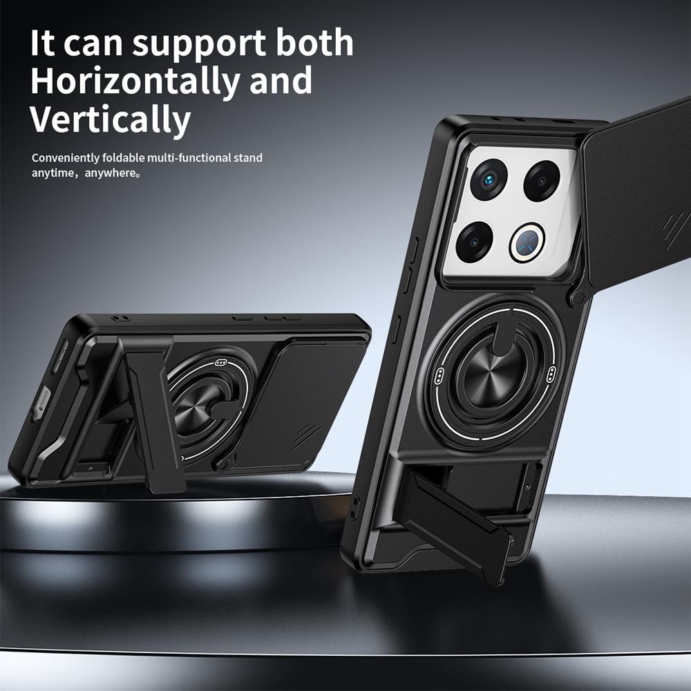 KEYSION Magnetic Phone Case for Infinix GT 20 Pro 5G Slide Camera Protection Upright Kickstand 360° Ring Shockproof Back Cover