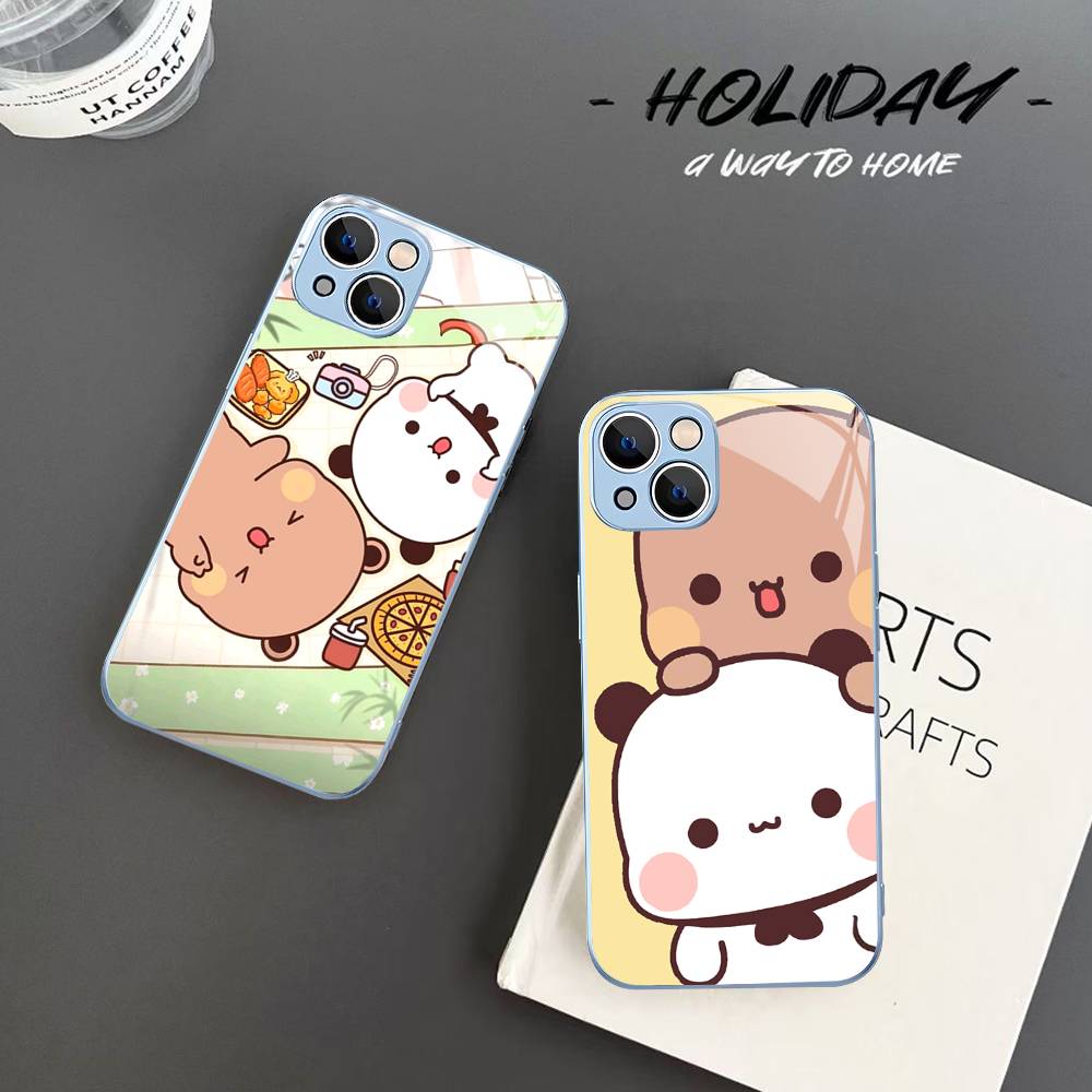 Character Bubu And Dudu For IPhone 14 13 12 Mini 11 Pro XS Max X XR 14 Plus Tempered Glass Cover