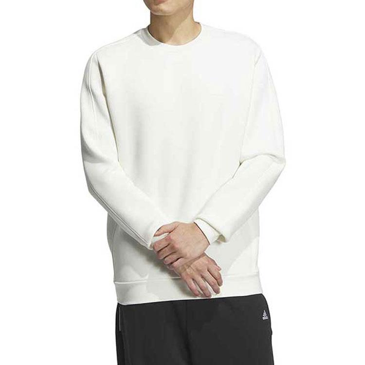 Adidas Solid Color Logo Round Neck Sports Sweatshirt Men Sweatshirts White JE8634
