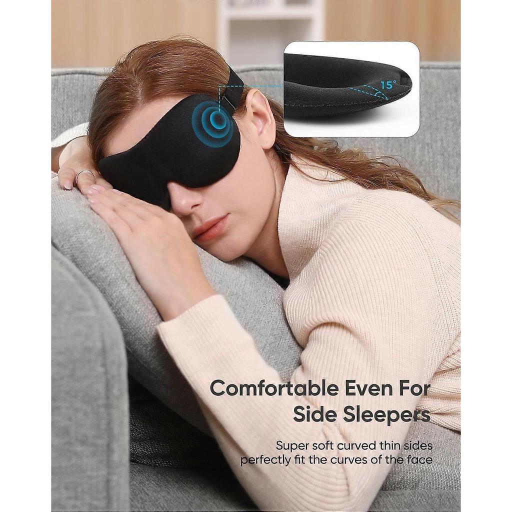 Seitenschläfer Schlafmaske 3er-Pack, Lichtblockierende 3D Schlafmaske, Nacht-Augenmaske für Männer und Frauen, Schwarz, Blau und Lila