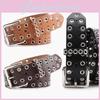 Hollowed Women Metal Leather Belt With Solid Color And Alloy Buckle Fashion