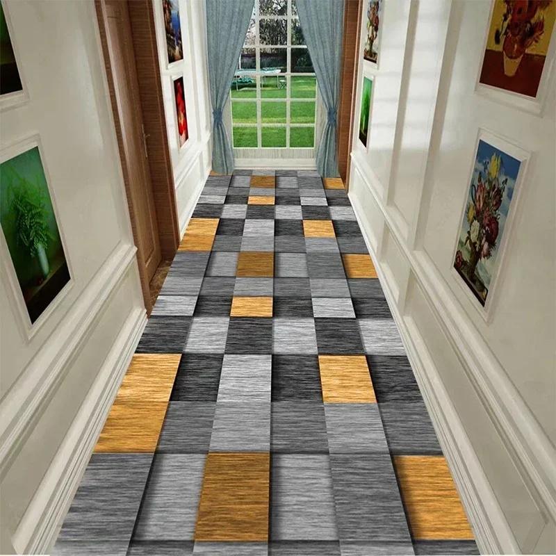 Nordic Modern Corridor Hallway Long Rugs Home Decoration Carpet for Living Room Hotel Aisle Runner Rug Villa Anti-slip Floor Mat