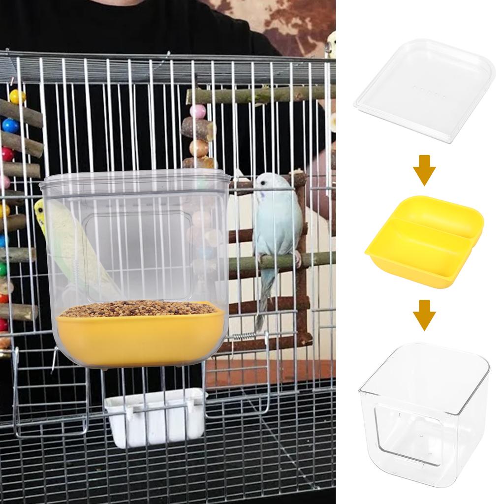 Bird Feeder Plastic Transparent Bird Cage Feeder with Detachable Design Parrot Seed Feeder Bird Cage Accessories Pet Supplies