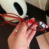 Damen Retro Ovale Brille Y2K Japanische und Koreanische Mädchen Roter Grüner Rahmen Glas Brillen Dekorativ Computer Blaulichtfilterbrille