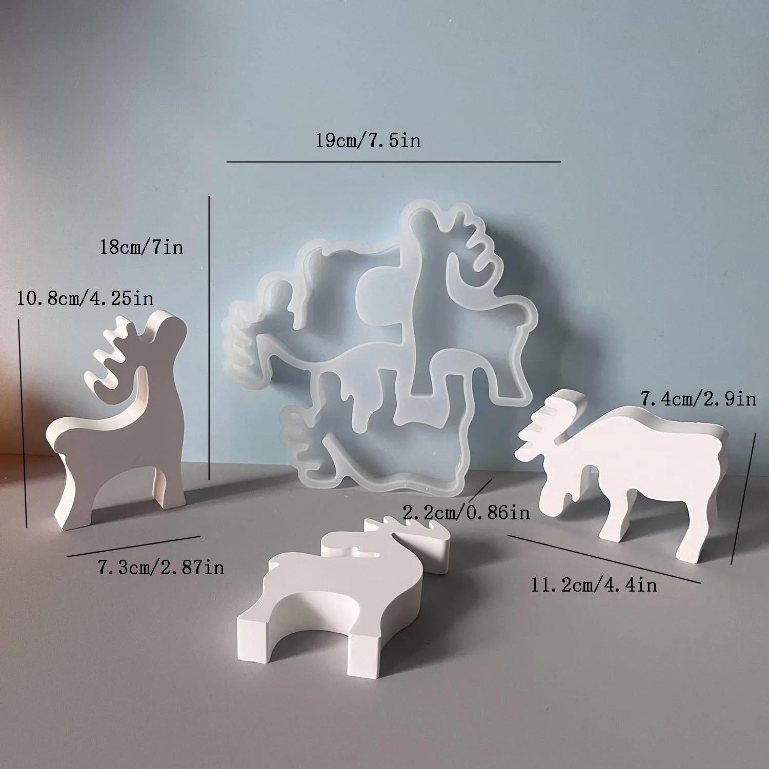 

A Top Quality 3 Holes Elk Silicone Mold Creative 3D Elk Concrete Gypsum Ornament Scented Candle Resin Mold DIY Handmade Christma