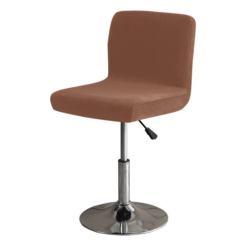 Soft Velvet Bar Stool Chair Cover Solid Stretch Rotating Chair Slipcover Elastic Low Back Office Dining Seat Protector Dark Blue