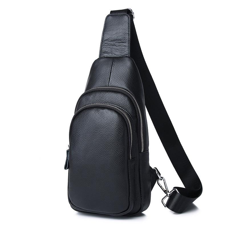 

Men s Genuine Leather Crossbody Chest Bag with Large Capacity - Versatile and Fashionable Cowhide Design Standard чорний