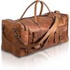 Vintage Real Goat Leather Travel Bag Luggage Weekender Overnight Duffle Bag