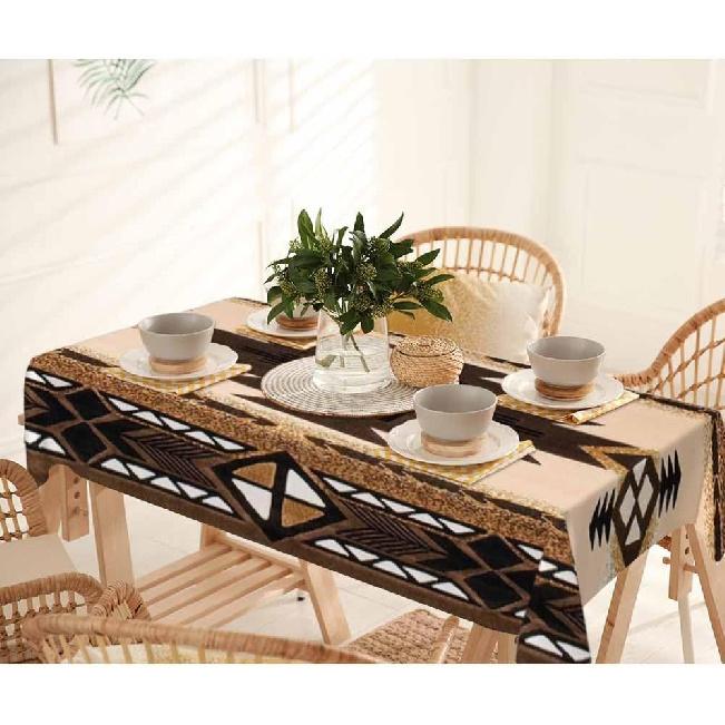 n Aztec Rectangle Tablecloth 60x84 Inch Southwestern Geometric Square Triangle Brown Dining Table Cover Deco for Kitchen Home Outdoor Party