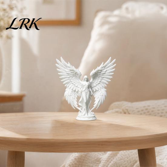 Home Office Spiritual Decor 3D Printed Angel Figurine with Large Wings, White Matte Statue, Desk Statue Aesthetic Minimalist Sculpture for Desktop